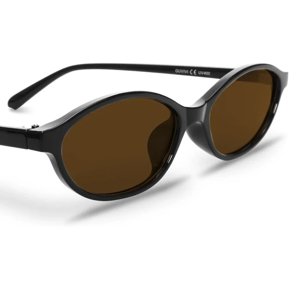 Women's Brown Retro Trendy Sunglasses Cat Eye Lightweight Narrow Shades